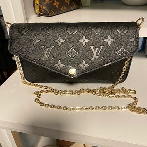 Designer Inspired black embossed crossbody &wallet